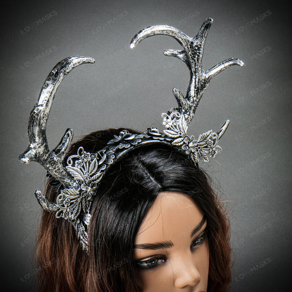Antelope Devil Animal Deer Horn Headband - Silver - Picture 6 of 10